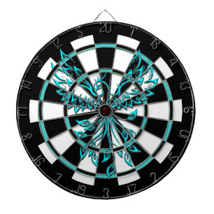 Blauwgroen Blue and Black Phoenix verhoogt de rege Dartbord