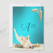 Blauwgroen Blue Aqua Seashell Beach Weddenschap Kaart (Achterkant)
