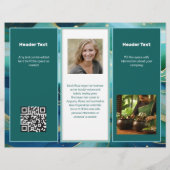 Blauwgroen Blue Business Logo QR code Tri-fold Flyer (Achterkant)