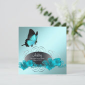 Blauwgroen Blue Butterfly Graduation-aankondiginge Kaart (Staand voorkant)