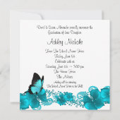 Blauwgroen Blue Butterfly Graduation-aankondiginge Kaart (Achterkant)
