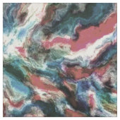 Blauwgroen Blue Coral Red Waterverf zwaait kunstpa Stof (Swatch)