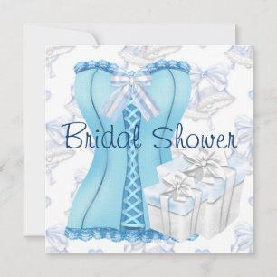 Blauwgroen Blue Corset Bruids Douche Uitnodigingen