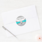 Blauwgroen Blue Diamond bruiloft Ronde Sticker (Envelop)