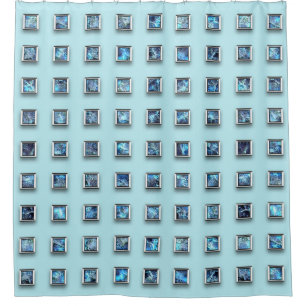 Blauwgroen Blue en Golden Gem Modern Douchegordijn