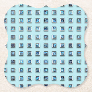 Blauwgroen Blue en Golden Gem Modern Kartonnen Onderzetters