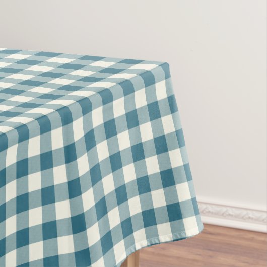 Blauwgroen Blue Gingham Cotton Tablecloth Tafelkleed (Voorbeeld)