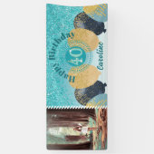 Blauwgroen Blue Glitter 40e verjaardag & ballonnen Spandoek (Verticaal)