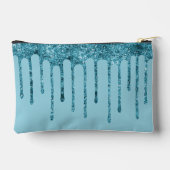 Blauwgroen Blue Glitter Drips op Sky Blue Small Etui (Achterkant)