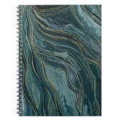 Blauwgroen Blue Gold Abstracte Waterverf Waves Notitieboek (Voorkant)