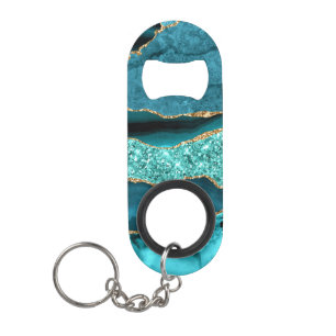 Blauwgroen Blue Gold Glitter Sleutelhanger Bottle Mini Flessenopener