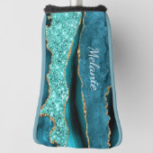Blauwgroen Blue Gold Golf Head Hoesje met aangepas Golfheadcover (Draai 90)