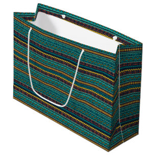 BLAUWGROEN BLUE GREEN GOLD TRIBAL PATTERS GROOT CADEAUZAKJE