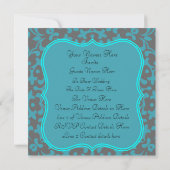 Blauwgroen Blue Grey  Lace Wedding Invitations Kaart (Achterkant)