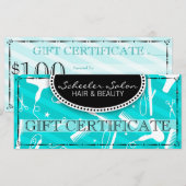 Blauwgroen Blue Hair & Beauty-cadeaubon (Voorkant / Achterkant)