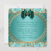 Blauwgroen Blue Jade en Gouden Verjaardagsfeest Kaart (Achterkant)