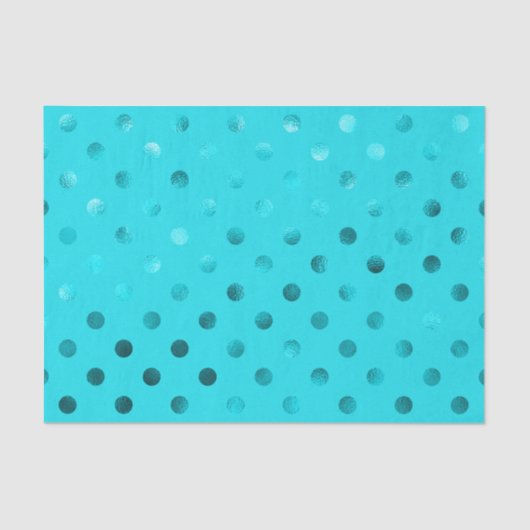 Blauwgroen Blue Metallic Polka Dot Pattern Zwitser Tissuepapier (Voorkant)