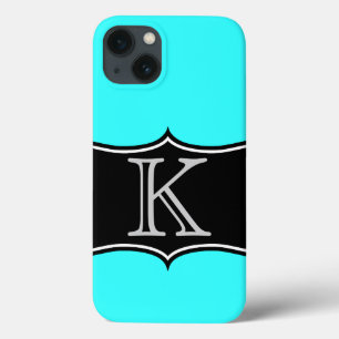 BLAUWGROEN BLUE Monogram Initiaal Scroll IPAD AIR iPhone 13 Hoesje