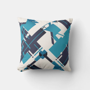 Blauwgroen Blue Navy op gebroken witte diagonale A Kussen