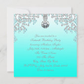 Blauwgroen Blue Ombre Sweet 16 Party Kaart (Achterkant)