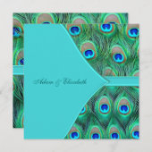 Blauwgroen Blue Peacock bruiloft Kaart (Voorkant / Achterkant)