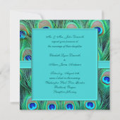 Blauwgroen Blue Peacock bruiloft Kaart (Achterkant)