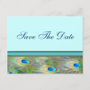 Blauwgroen Blue Peacock huwelijksuitnodigingen Aankondigingskaart