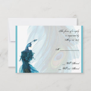 Blauwgroen Blue Peacock Plume-reactiekaart RSVP Kaartje