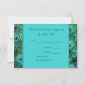 Blauwgroen Blue Peacock Wedding RSVP (Achterkant)