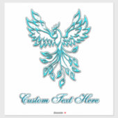 Blauwgroen Blue Phoenix met aangepaste tekst Sticker (Vel)