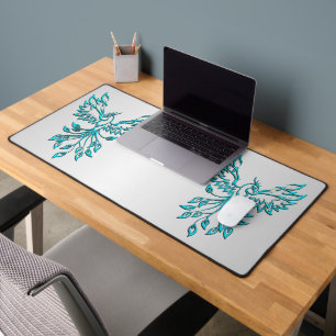 Blauwgroen Blue Phoenix stijgt op zilver Bureaumat