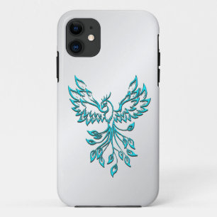 Blauwgroen Blue Phoenix stijgt op zilver iPhone 11 Hoesje