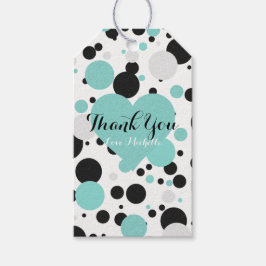 Blauwgroen Blue Polka Dots Glam Party Dank je Cadeaulabel