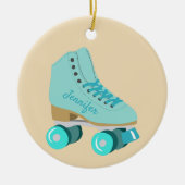 Blauwgroen Blue Retro Quad Roller Schaats Foto Keramisch Ornament (Voorkant)