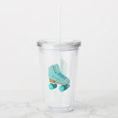 Blauwgroen Blue Retro Quad Roller Schaats, speciaa Acryl Drinkbeker (Voorkant)