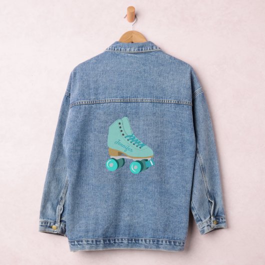Blauwgroen Blue Retro Quad Roller Schaats, speciaa Denim Jacket (Hangar)