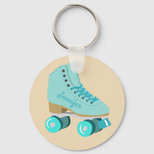 Blauwgroen Blue Retro Quad Roller Schaats, speciaa Sleutelhanger