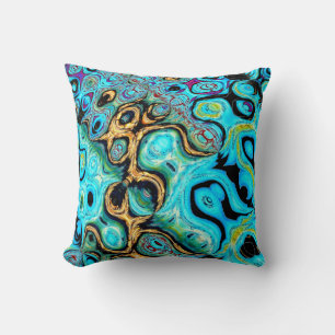 Blauwgroen Blue Ripple Abstract Sierkussen
