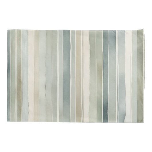 Blauwgroen Blue Sage Green Cream Distressed Stripe Kussensloop (Achterkant)