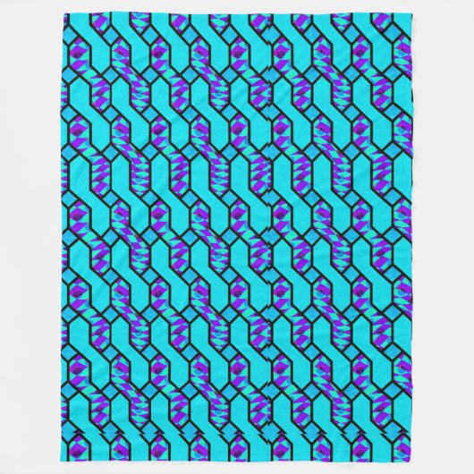 Blauwgroen Blue Shim Shim Pattern Fleece Deken (Voorkant)