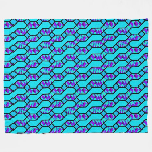 Blauwgroen Blue Shim Shim Pattern Fleece Deken (Voorkant (Horizontaal))