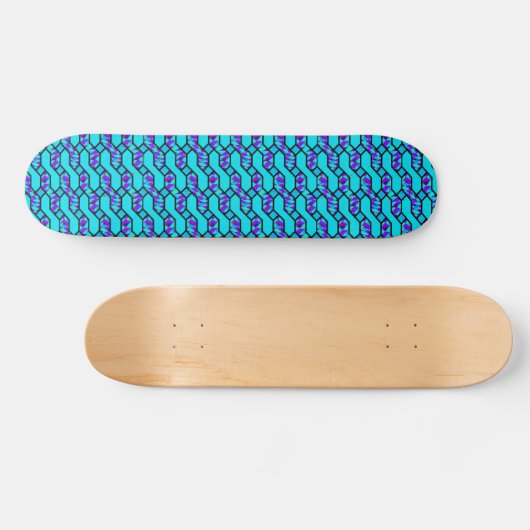 Blauwgroen Blue Shim Shim Pattern Skateboard (Horizontaal)