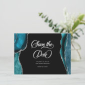 Blauwgroen Blue Silver Faux Glitter Agaat Save the (Staand voorkant)