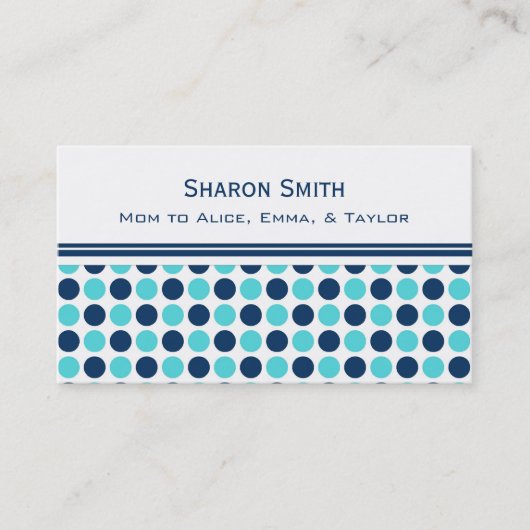 Blauwgroen Blue Stippen Pattern Mam Calling Cards Contactkaartje (Voorkant)