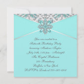 Blauwgroen Blue Sweet Sixteen verjaardagsfeestje Kaart (Achterkant)