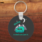 Blauwgroen Blue Teardrop Camper Trailer Button Sle Sleutelhanger (Voorkant)