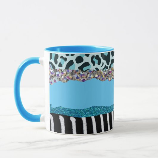 Blauwgroen Blue Turquoise Girly Modern Glam Retro  Mok (Links)