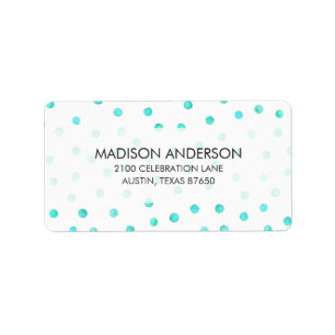 Blauwgroen Blue White Confetti Stippen Pattern Etiket