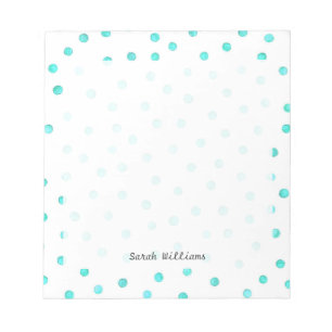 Blauwgroen Blue White Confetti Stippen Pattern Notitieblok