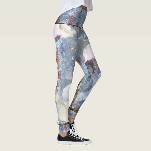 Blauwgroen Blue White Floral Leggings (Rechts)